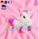 Peluche bouillotte déhoussable Licorne blanche arc en ciel au micro-ondes