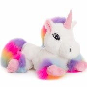 Peluche bouillotte déhoussable Licorne blanche arc en ciel au micro-ondes