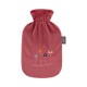 Bouillotte à eau velours Rouge Brodée, 2L