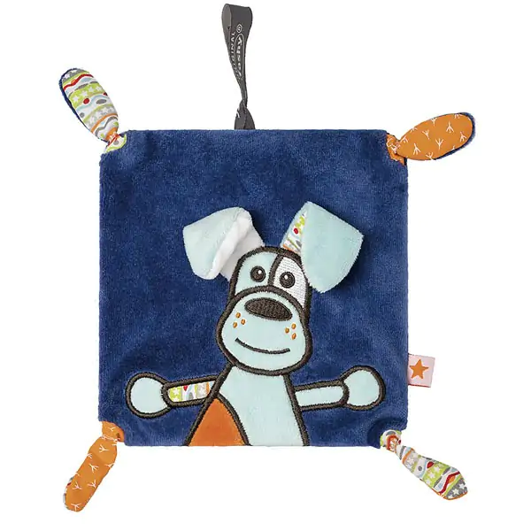 Bouillotte bébé aux noyaux de cerise déhoussable, Chien bleu 15 cm