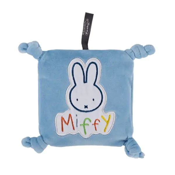 Bouillotte Miffy carré bleu pour bébé avec graines de colza, 15 cm