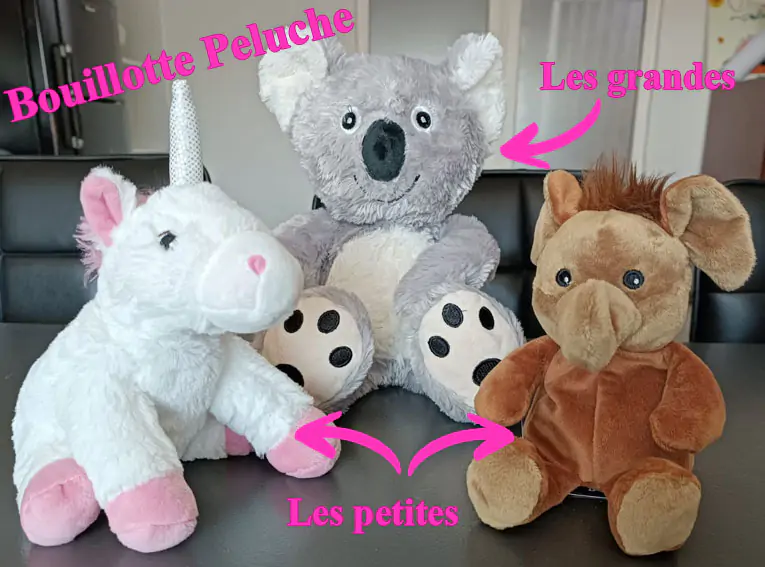 Les différentes tailles de peluches bouillottes