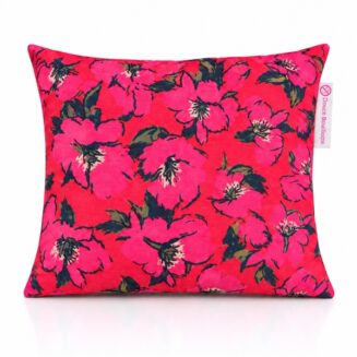 Bouillotte florale rose coussin noyaux de cerises 24×26 cm coton