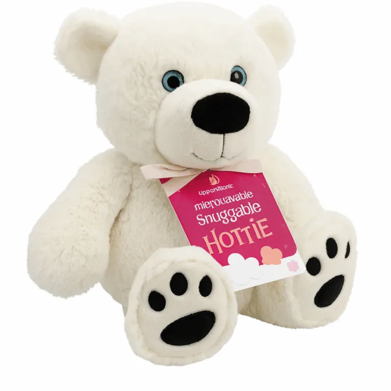 Bouillotte enfant Ours Blanc micro-ondes graine de Tourmaline – 33 cm