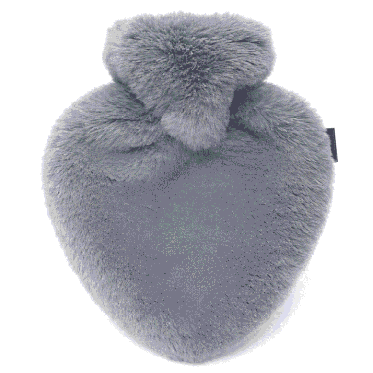 Bouillotte Cœur et sa housse fausse fourrure grise, 0,7 litre Fashy