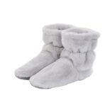 chaussons bottes en fausse fourrure grise, chaussons d’intérieur chauds et confortables