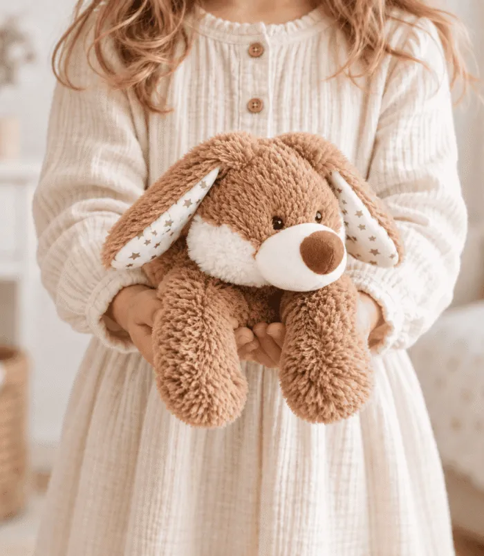 Peluche bouillotte lapin marron allongé pour micro-onde Peluche bouillotte lapin marron allongé pour micro-onde